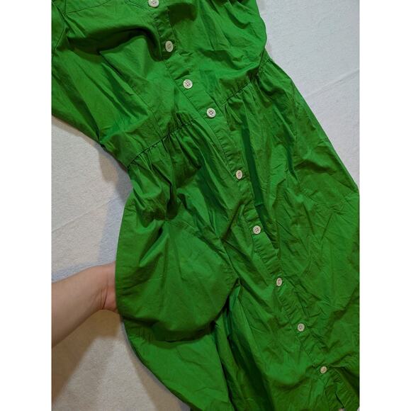 J. Crew lime green milkmaid dress button down size 6 100% cotton - Picture 3 of 5
